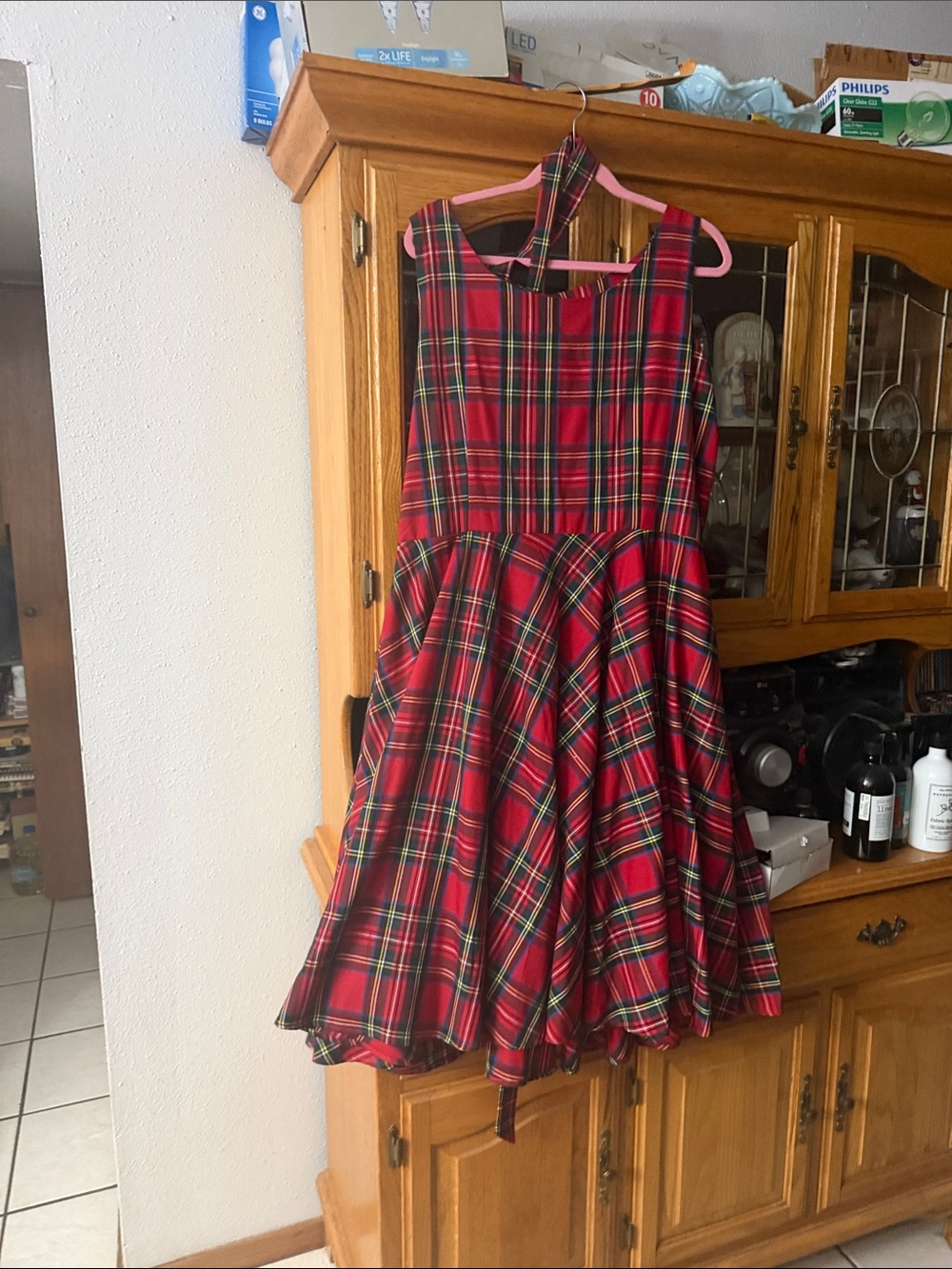 Red Tartan Plaid Fit-and-Flare Kids Dress